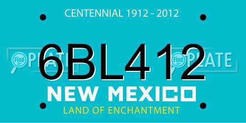6BL412 New Mexico License Plate
