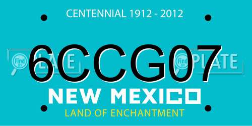 6CCG07 New Mexico License Plate