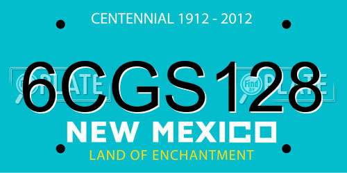6CGS128 New Mexico License Plate