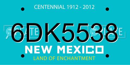 6DK5538 New Mexico License Plate