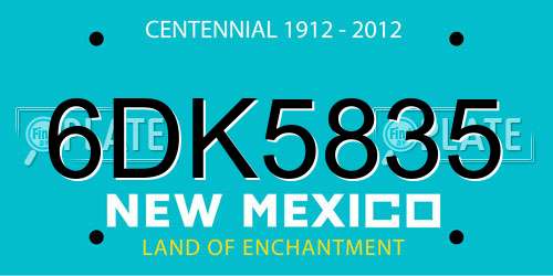 6DK5835 New Mexico License Plate