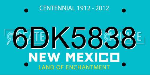 6DK5838 New Mexico License Plate