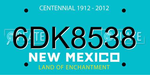 6DK8538 New Mexico License Plate