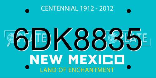 6DK8835 New Mexico License Plate