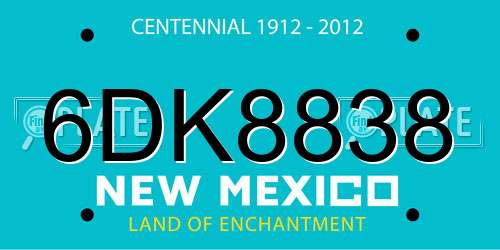 6DK8838 New Mexico License Plate