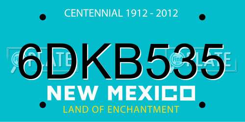 6DKB535 New Mexico License Plate