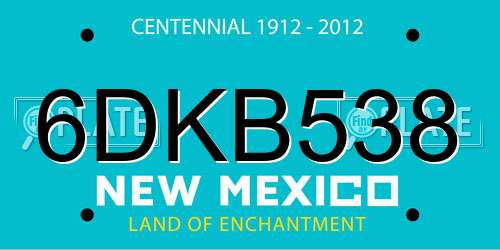 6DKB538 New Mexico License Plate
