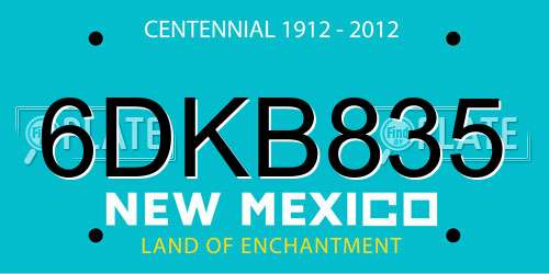 6DKB835 New Mexico License Plate