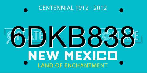 6DKB838 New Mexico License Plate