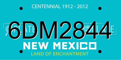 6DM2844 New Mexico License Plate