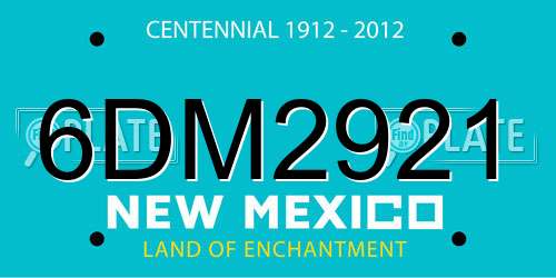 6DM2921 New Mexico License Plate