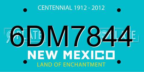 6DM7844 New Mexico License Plate