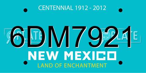 6DM7921 New Mexico License Plate