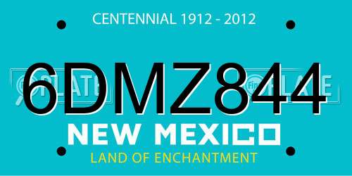 6DMZ844 New Mexico License Plate