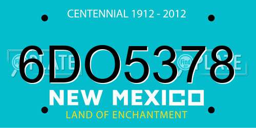 6DO5378 New Mexico License Plate
