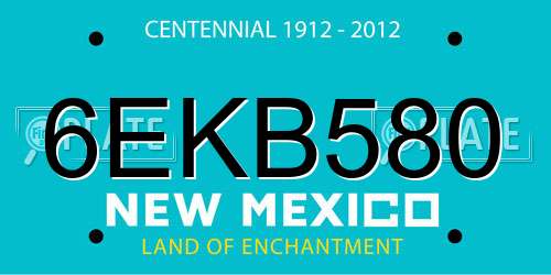 6EKB580 New Mexico License Plate