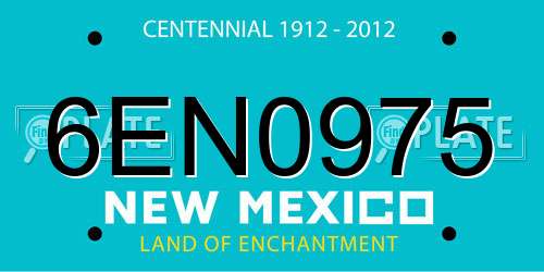 6EN0975 New Mexico License Plate