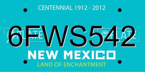 6FWS542 New Mexico License Plate