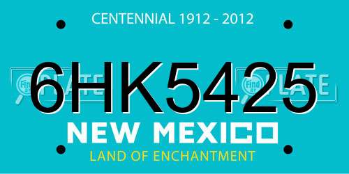 6HK5425 New Mexico License Plate