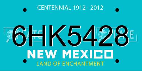6HK5428 New Mexico License Plate