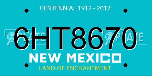 6HT8670 New Mexico License Plate