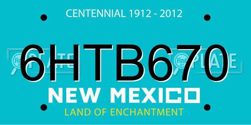 6HTB670 New Mexico License Plate