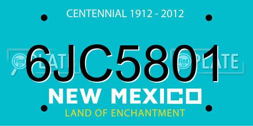 6JC5801 New Mexico License Plate