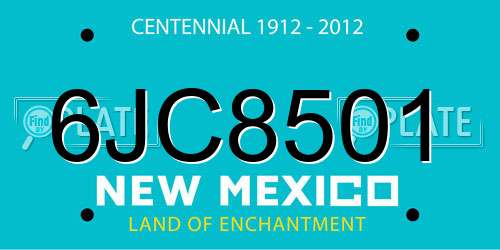 6JC8501 New Mexico License Plate