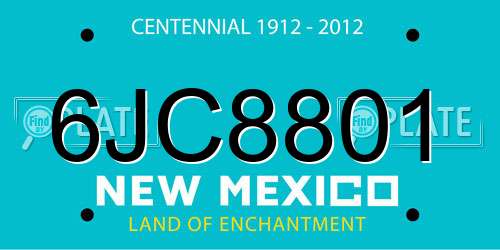 6JC8801 New Mexico License Plate