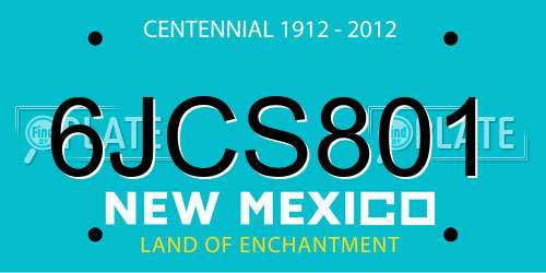 6JCS801 New Mexico License Plate