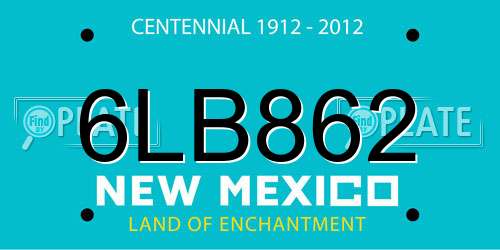 6LB862 New Mexico License Plate