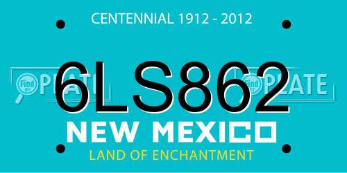 6LS862 New Mexico License Plate