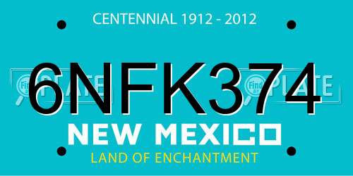 6NFK374 New Mexico License Plate