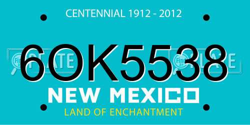 6OK5538 New Mexico License Plate