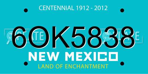 6OK5838 New Mexico License Plate