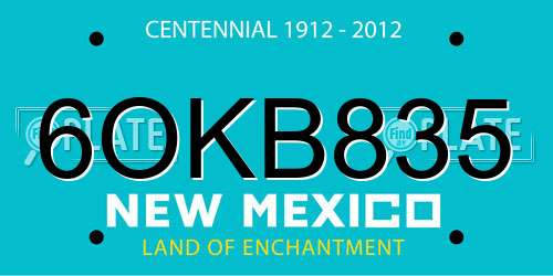 6OKB835 New Mexico License Plate
