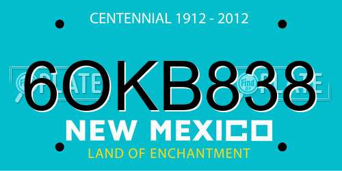 6OKB838 New Mexico License Plate