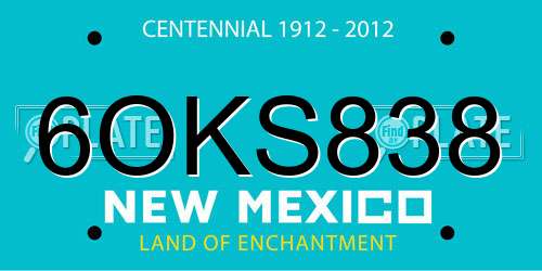 6OKS838 New Mexico License Plate