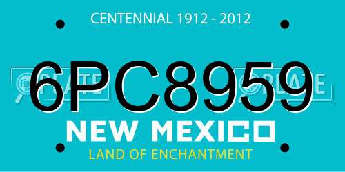 6PC8959 New Mexico License Plate