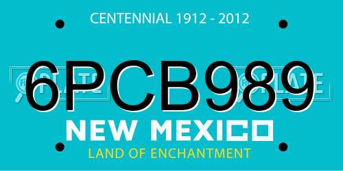 6PCB989 New Mexico License Plate