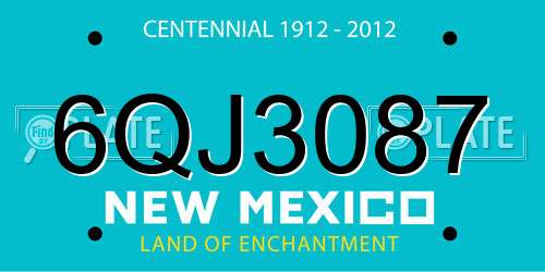 6QJ3087 New Mexico License Plate