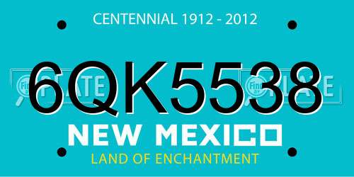 6QK5538 New Mexico License Plate