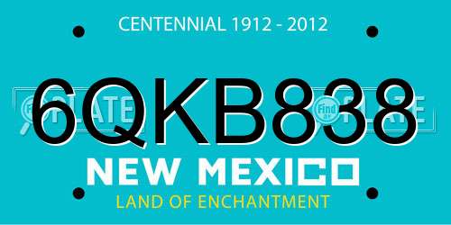 6QKB838 New Mexico License Plate