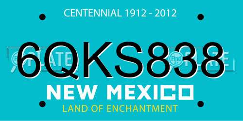 6QKS838 New Mexico License Plate