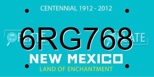 6RG768 New Mexico License Plate
