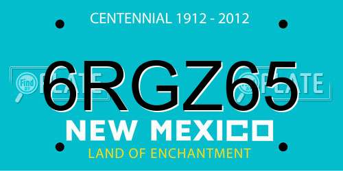 6RGZ65 New Mexico License Plate