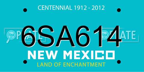 6SA614 New Mexico License Plate