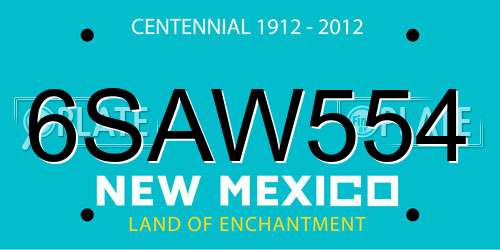 6SAW554 New Mexico License Plate