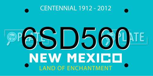 6SD560 New Mexico License Plate