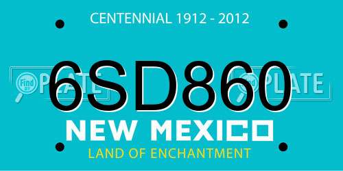 6SD860 New Mexico License Plate